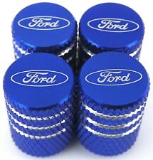 4x Ford Tire Valve Stem Caps For Car Truck Universal Fitting Blue