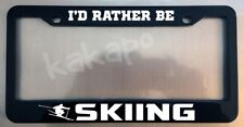 Id Rather Be Skiing Glossy Black License Plate Frame