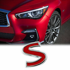 1x Metal Sport Red S Auto Emblem Trunk Lid Side Fender Decal Badge For Infiniti