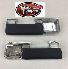 1964 Chevelle Chrome Rear Arm Rest Bases Black Pads - Pair In Stk