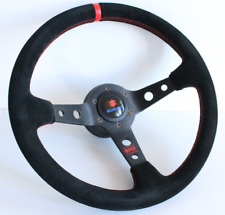 Steering Wheel Fits For Suzuki Samurai Sidekick Suede Leather Deep Red 85-98