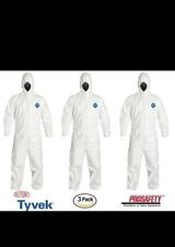 3 Dupont Tyvek Protective Clothing Disposable Paint Spray Coverall Bunny Suit Xl