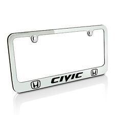 Honda Civic Dual Logos Chrome Metal License Plate Frame