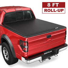 8ft Soft Roll Up Truck Bed Tonneau Cover For 2015-2024 Ford F150 F-150 Long Bed