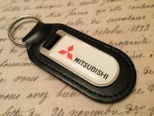 Mitsubishi Printed Black Leather Key Ring Fob Shogun Evo Outlander L200 Lancer