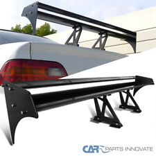 52 Aluminum Double Deck Gt Racing Trunk Wing Rear Spoiler Polished Glossy Black