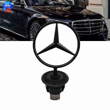 Front Hood Ornament Mounted Star Emblem Black Fit For Mercedes Benz C E S Amg