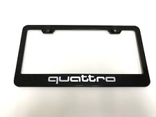 Quattro Laser Style Black Stainless Steel License Plate Frame Wbolt Caps