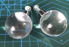 Pair Vintage Clear Lucite Round Ball Cabinet Knobs Drawer Pulls 1980s Finials