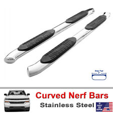 Fits 2019-2023 Chevy Silverado 1500 Crew Cab 5 Curved Bent Nerf Bars Side Steps