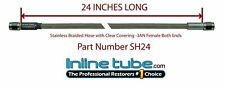 Stainless Steel Braided Brake Hose Line -3an Straight 24 Long Clear Coat Cover