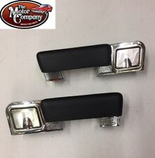 1966 1967 Chevelle Chrome Rear Arm Rest Bases With Ash Tray Black Pads - Pair