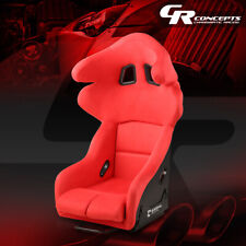 Universal Red Microfiber Suede Fixed Racing Bucket Seat Wbottom Brackets Lr