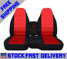 Truck Seat Covers Cotton Blk-red Center Fits 98-2003 Ford Ranger 6040 Highback