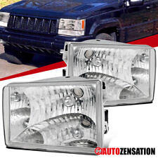 Fit 1993-1998 Jeep Grand Cherokee Crystal Headlights Lamps Assembly Leftright