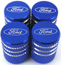 4x Blue Ford Tire Valve Stem Caps For Car Truck Universal Fitting Ships Free