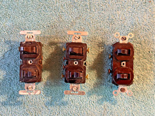 Lot Of 3 Vintage Brown 3 Way Toggle Switches Eagle Slater
