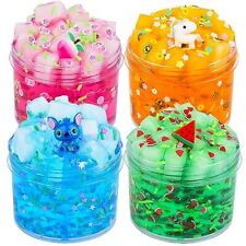 4 Pack Jelly Cube Crunchy Slime Kit Premade Jelly Clear Crunchy Slime For Gi...