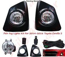 Fog Lights Kit W Cover Switch Wire Pair Front For 2014-2016 Toyota Corolla S