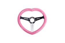Jdm Anime Pink Heart Shaped Steering Wheel Steel Chrome 3-spoke 6 Hole