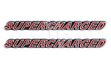 Supercharged Engine Emblems Badges Logos Chrome Trimmed Red - 5 Long Pair