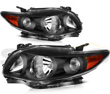 For 2009-2010 Toyota Corolla Models Only Headlights Black Housing Pair Headlamps
