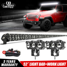 52 Inch Led Light Bar 4 Pods Wire Combo Kit For Jeep Wrangler Jk Tj Yj Cj