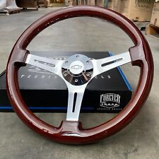 15 Chrome Dark Wood Steering Wheel With Chevy Horn Button 1974-94 C10 Pickup