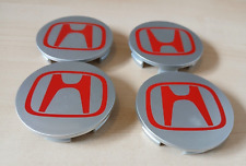Honda Wheel Center Caps 69mm Logo Silver Red Set Of 4