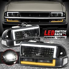 Switchback L-led Drl Signal For 98-04 Chevy Blazer S10 Headlights Blackclear