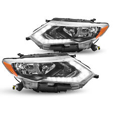 For 2017 2018 2019 Nissan Rogue Halogen Headlights Assembly Lamps Wled Drl Pair