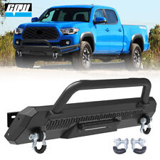 Front Bumper Wbull Bar For 2016-2024 Toyota Tacoma Heavy Duty Steel Projector