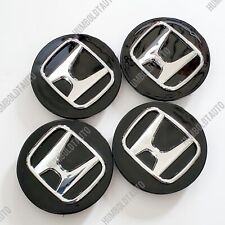 4 Gloss Black Wheel Rim Center Caps With Chrome Logo For Honda 69mm2.75