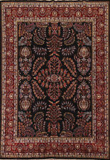 Black Floral Saroouk Traditional Hand-knotted Dining Room Area Rug 9x12 Carpet
