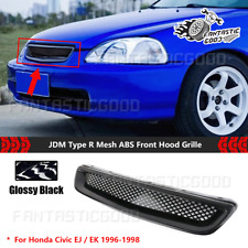 For Honda Civic Ekej 1996-98 Jdm Type R Glossy Black Front Hood Grille Mesh Abs