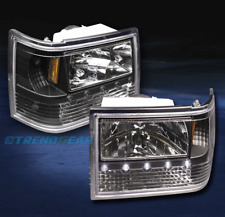 For 1993-1998 Jeep Grand Cherokee Led Black Headlights Corner Bumper 3in1