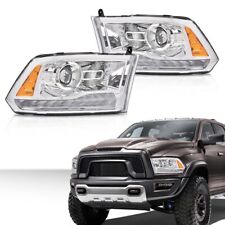 Fit For 2009-2018 Dodge Ram 1500 2500 3500 Led Drl Projector Headlights Chrome