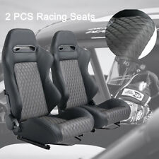 2pcs Universal Racing Seats Bucket Seats Car Seats Pvc Leather W2 Sliders Black