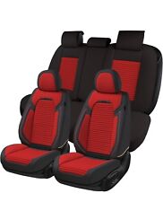 Coverado Car Seat Covers Full Set 5 Seats Universal Pleated Pattern Red Black
