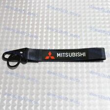 Mitsubishi Black Keychain Metal Key Ring Hook Strap Lanyard Nylon Universal