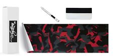 Way2buy Vinyl Geometric Red Black Gray Gloss Camouflage Car Wrap Air Release