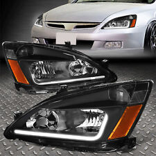 Led Drlfor 2003-2007 Honda Accord Black Housing Amber Side Headlightlamp Set