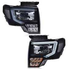 Fit For 2009-2014 Ford F-150 Projector Headlights Blacksmoke Led Drl Head Lamps