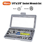 40pcs Ratchet Wrench Socket Set Spanner Tool Kit Metric Sae 14 38 Drive