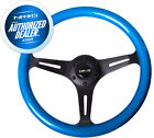 New Nrg Steering Wheel Blue Classic Wood Grain 3 Spoke Black Center St-015bk-bl