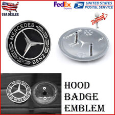 Front Hood Emblem Black Star For Mercedes Benz Laurel Wreath 2 Pins Badge