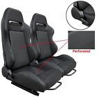 2 X Tanaka Perforated Pvc Leather Racing Seats Reclinable Sliders For Jeep