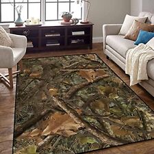 Area Rug Non-slip Floor Mat Realistic Forest Camouflage 47x63inch Multi7