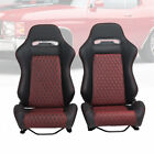 2pcs Racing Bucket Seats Pvc Leather Pineapple Seat Fabric With Pair Sliders