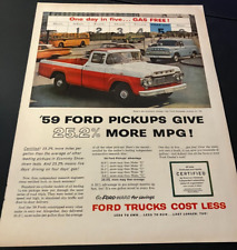 1959 Ford F-100 Pickup Trucks - Vintage Original Automotive Print Ad Wall Art